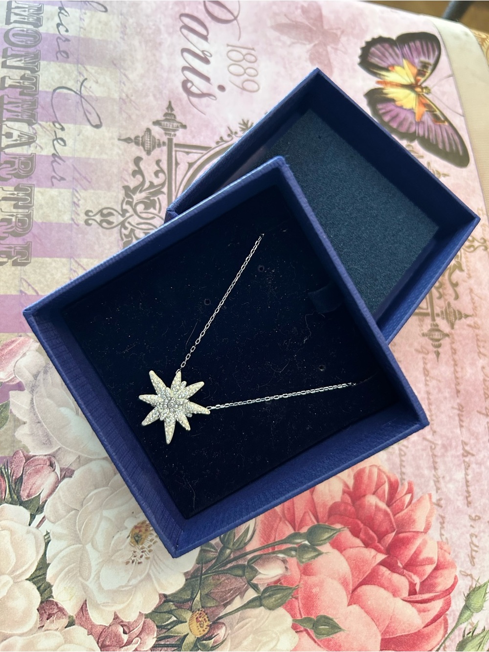 Swarovski Silver Starburst Crystal Pendant Necklace